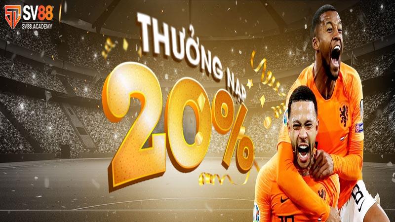 Thưởng Nạp 20% Lần Nạp Thứ 2 Tại SV88: Cơ Hội Tăng Vốn Cược 10 Thưởng nạp 20% lần nạp thứ 2 SV88